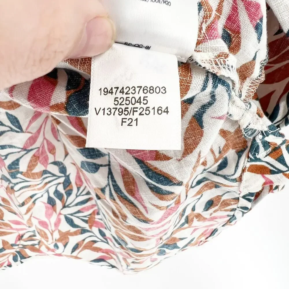 Lands End Linen A-Line Long Sleeve Tunic Top‎ Floral - Picture 6 of 7